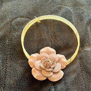 Lavender Flower - 3 Rows of Clear Beads Choker Necklace